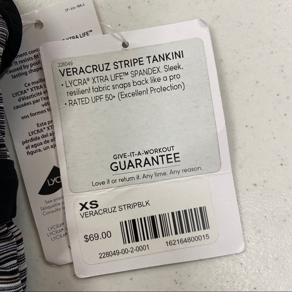 Athleta Veracruz Stripe Gray Black XS Tankini Top - Picture 3 of 5